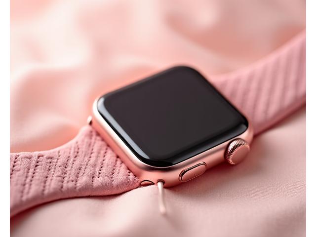 Apple Watch Series 9 v růžové barvě s pleteným solo smyčkou